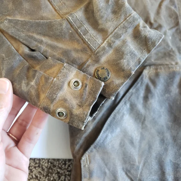 Vintage CC Filson 1990s Waxed Tin Cloth Cruiser Jacket Fully Lined Hunting Ranch - Picture 8 of 16